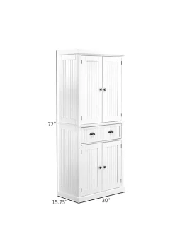 Wholesale 😉 HOMCOM 72" Traditional Freestanding Kitchen Pantry Cabinet Cupboard with Doors and 3 Adjustable Shelves White 🛒 -HOMCOM Sales Store Belk 1003