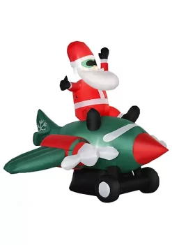 Best reviews of 🤩 HOMCOM 7.3 ft Long 🎄 Christmas Inflatable Santa Claus Flying A Plane with LED Lights Xmas Blow Up w/ Auto Set Up for Front Yard 👏