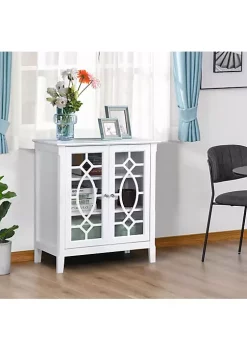 Best Sale 👏 HOMCOM Sideboard Display Cabinet with Double Framed Glass Doors 2 Adjustable Shelves and Elevated Base White 🛒 -HOMCOM Sales Store Belk 1020