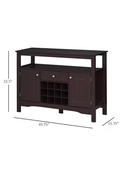 Flash Sale ❤️ HOMCOM Modern Sideboard Wooden Kitchen Buffet Bar Storage Cabinet with Drawer and 12 Bottle Wine Rack for Living Room Espresso ✨ -HOMCOM Sales Store Belk 1035