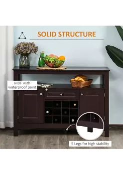 Flash Sale ❤️ HOMCOM Modern Sideboard Wooden Kitchen Buffet Bar Storage Cabinet with Drawer and 12 Bottle Wine Rack for Living Room Espresso ✨ -HOMCOM Sales Store Belk 1037