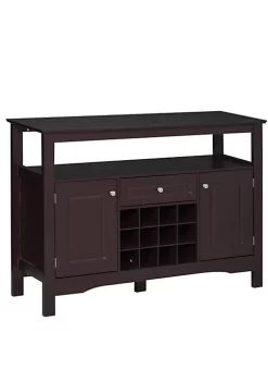 Flash Sale ❤️ HOMCOM Modern Sideboard Wooden Kitchen Buffet Bar Storage Cabinet with Drawer and 12 Bottle Wine Rack for Living Room Espresso ✨ -HOMCOM Sales Store Belk 1038