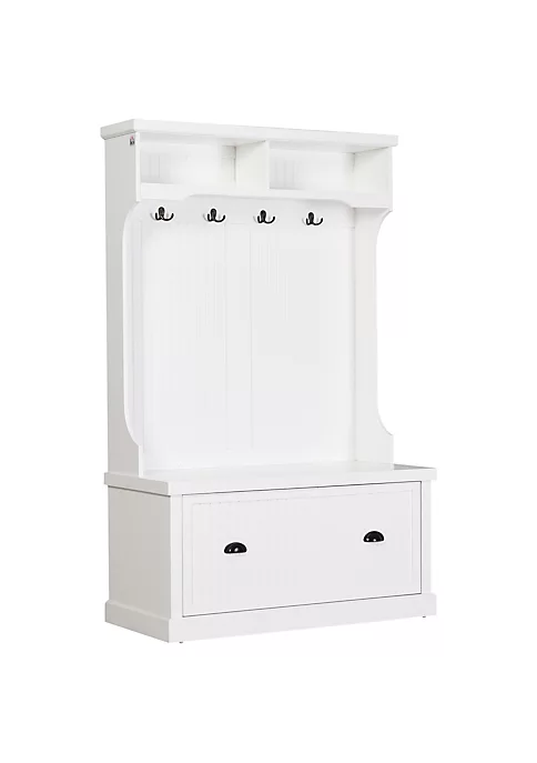 Wholesale ๐ HOMCOM Hall Tree for Entryway ๐งฅ Coat Rack ๐ Shoe Bench with Bottom Storage 4 Metal Double Hooks and 2 Shelves for Hallway Living Room White ๐ 3 Wholesale ๐ HOMCOM Hall Tree for Entryway ๐งฅ Coat Rack ๐ Shoe Bench with Bottom Storage 4 Metal Double Hooks and 2 Shelves for Hallway Living Room White ๐