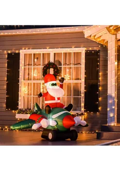 Best reviews of 🤩 HOMCOM 7.3 ft Long 🎄 Christmas Inflatable Santa Claus Flying A Plane with LED Lights Xmas Blow Up w/ Auto Set Up for Front Yard 👏 -HOMCOM Sales Store Belk 105