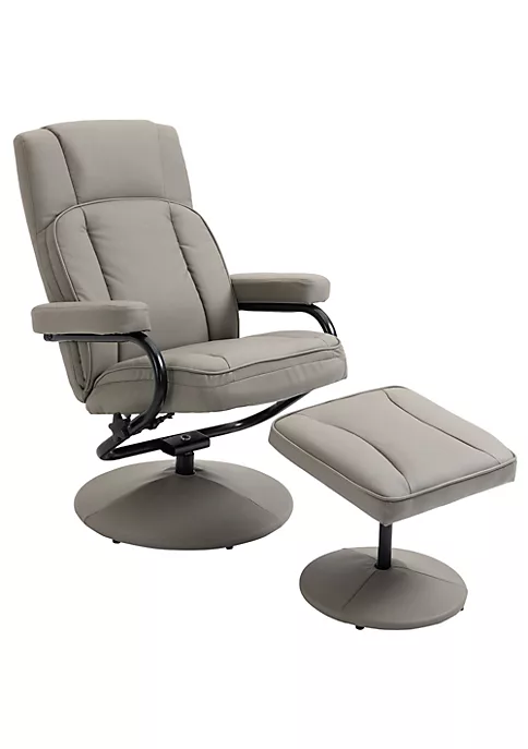 Discount ๐ HOMCOM Swivel Recliner Manual PU Leather Armchair with Ottoman Footrest for Living Room Office Bedroom Grey ๐ 3 Discount ๐ HOMCOM Swivel Recliner Manual PU Leather Armchair with Ottoman Footrest for Living Room Office Bedroom Grey ๐