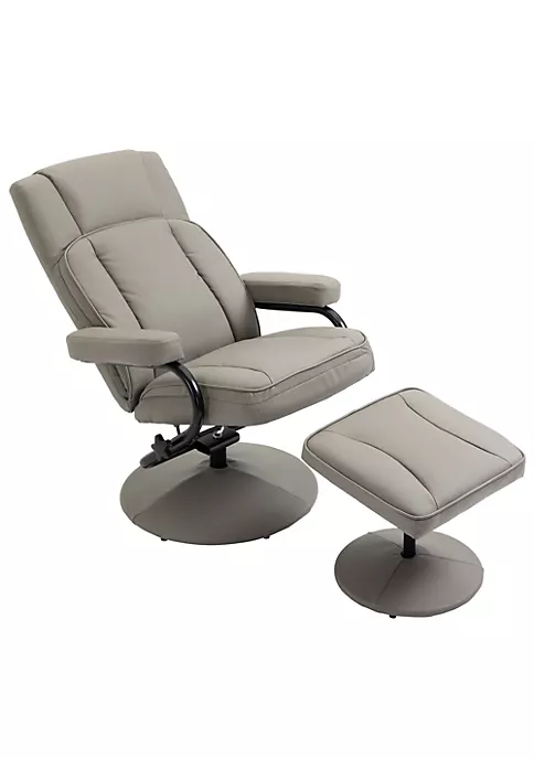 Discount ๐ HOMCOM Swivel Recliner Manual PU Leather Armchair with Ottoman Footrest for Living Room Office Bedroom Grey ๐ 4 Discount ๐ HOMCOM Swivel Recliner Manual PU Leather Armchair with Ottoman Footrest for Living Room Office Bedroom Grey ๐ - Image 2