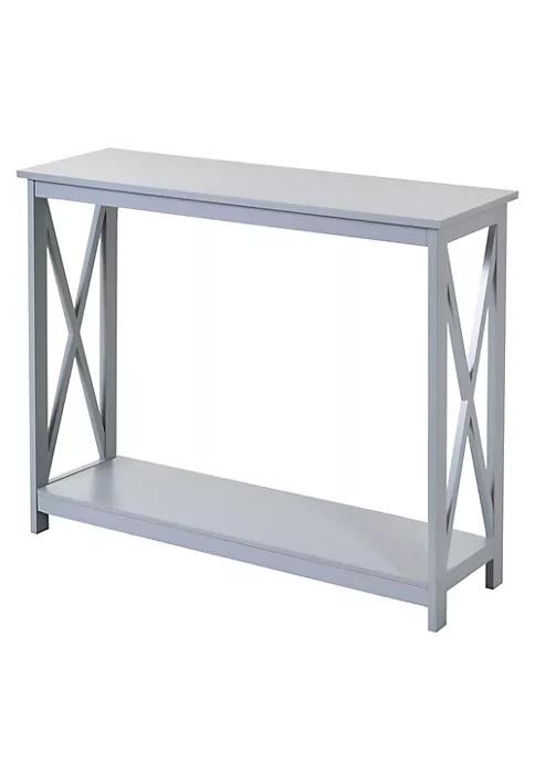 Discount ⭐ HOMCOM 2 Tier Console Table Sofa Side Table with Storage Shelf X Design for Entryway Living Room and Hallway Grey ⭐ 4 Discount ⭐ HOMCOM 2 Tier Console Table Sofa Side Table with Storage Shelf X Design for Entryway Living Room and Hallway Grey ⭐ - Image 2