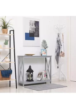 Discount ⭐ HOMCOM 2 Tier Console Table Sofa Side Table with Storage Shelf X Design for Entryway Living Room and Hallway Grey ⭐ 10 Discount ⭐ HOMCOM 2 Tier Console Table Sofa Side Table with Storage Shelf X Design for Entryway Living Room and Hallway Grey ⭐ -HOMCOM Sales Store Belk 1082
