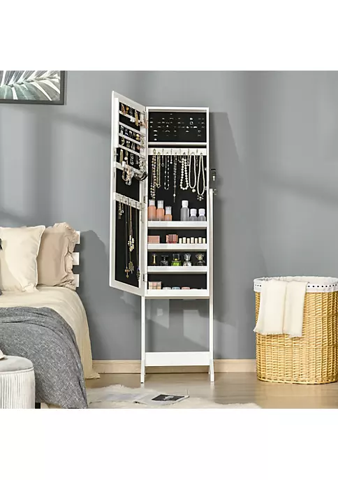 Best Pirce ๐งจ HOMCOM Floor Standing Jewelry Cabinet Lockable Jewelry Organizer with Full Length Mirror and 4 Adjustable Angles White ๐ 5 Best Pirce ๐งจ HOMCOM Floor Standing Jewelry Cabinet Lockable Jewelry Organizer with Full Length Mirror and 4 Adjustable Angles White ๐ - Image 3