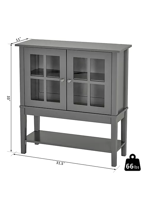Cheap ๐ฅ HOMCOM Kitchen Credenza and Sideboard Buffet Storage Cabinet with 2 Glass Doors and Storage Shelves Grey ๐ฅฐ 4 Cheap ๐ฅ HOMCOM Kitchen Credenza and Sideboard Buffet Storage Cabinet with 2 Glass Doors and Storage Shelves Grey ๐ฅฐ - Image 2
