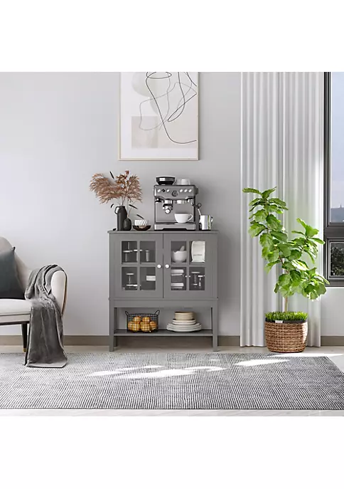 Cheap ๐ฅ HOMCOM Kitchen Credenza and Sideboard Buffet Storage Cabinet with 2 Glass Doors and Storage Shelves Grey ๐ฅฐ 5 Cheap ๐ฅ HOMCOM Kitchen Credenza and Sideboard Buffet Storage Cabinet with 2 Glass Doors and Storage Shelves Grey ๐ฅฐ - Image 3