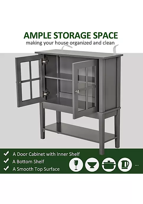 Cheap ๐ฅ HOMCOM Kitchen Credenza and Sideboard Buffet Storage Cabinet with 2 Glass Doors and Storage Shelves Grey ๐ฅฐ 6 Cheap ๐ฅ HOMCOM Kitchen Credenza and Sideboard Buffet Storage Cabinet with 2 Glass Doors and Storage Shelves Grey ๐ฅฐ - Image 4