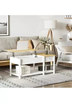 Best Pirce 🛒 HOMCOM Lift Top Coffee Table w/ Hidden Storage Compartment Side Drawer Liftable Tabletop Dining Tea Table for Home Living Room Reception Room ✔️ -HOMCOM Sales Store Belk 1098