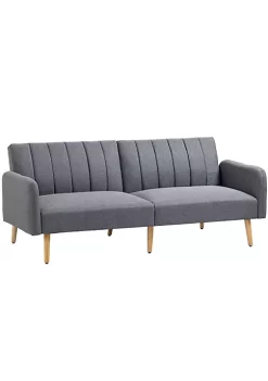 Top 10 ๐ HOMCOM Two Seater Sofa Bed Convertible Futon Couch Bed Linen Upholstered Loveseat with Adjustable Backrest for Small Spaces Living Room Apartment and Dorm Light Grey ๐