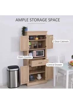 Coupon 🔔 HOMCOM Traditional Freestanding Buffet with Hutch Kitchen Pantry Cabinet Cupboard with Doors and Drawer Adjustable Shelving Oak 😍 -HOMCOM Sales Store Belk 1109