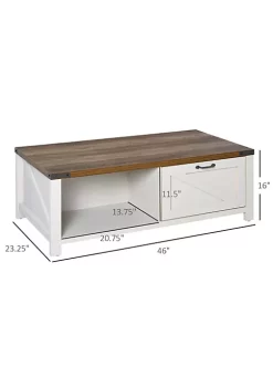 Budget 😉 HOMCOM Farmhouse Coffee Table with Drawer and Storage Open Shelf for Living Room White Oak ✔️ -HOMCOM Sales Store Belk 1113