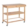 Best reviews of 🛒 HOMCOM 42" Kitchen Trolley Cart Rolling Island Utility Serving Cart with 2 Drawers and 3 Tier Shelf Pine Wood 😍 -HOMCOM Sales Store Belk 1116