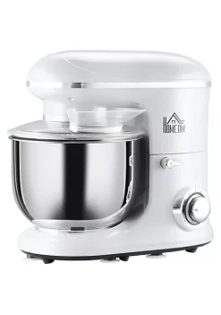 Hot Sale 🧨 HOMCOM Stand Mixer with 6+1P Speed 600W Tilt Head Kitchen Electric Mixer with 6 Qt Stainless Steel Mixing Bowl Beater Dough Hook and Splash Guard for Baking Bread Cakes and Cookies White 👏