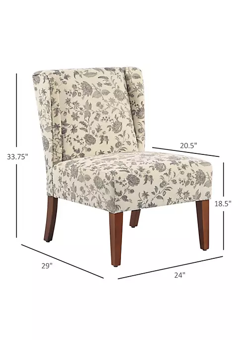 Best Pirce 🔥 HOMCOM Upholstered Armless Accent Chair Leisure Side Chair with Wingback Soft Linen Fabric and Solid Wood Legs Decorative for Bedroom Living room Floral 🔔 4 Best Pirce 🔥 HOMCOM Upholstered Armless Accent Chair Leisure Side Chair with Wingback Soft Linen Fabric and Solid Wood Legs Decorative for Bedroom Living room Floral 🔔 - Image 2