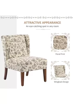 Best Pirce 🔥 HOMCOM Upholstered Armless Accent Chair Leisure Side Chair with Wingback Soft Linen Fabric and Solid Wood Legs Decorative for Bedroom Living room Floral 🔔 9 Best Pirce 🔥 HOMCOM Upholstered Armless Accent Chair Leisure Side Chair with Wingback Soft Linen Fabric and Solid Wood Legs Decorative for Bedroom Living room Floral 🔔 -HOMCOM Sales Store Belk 1128