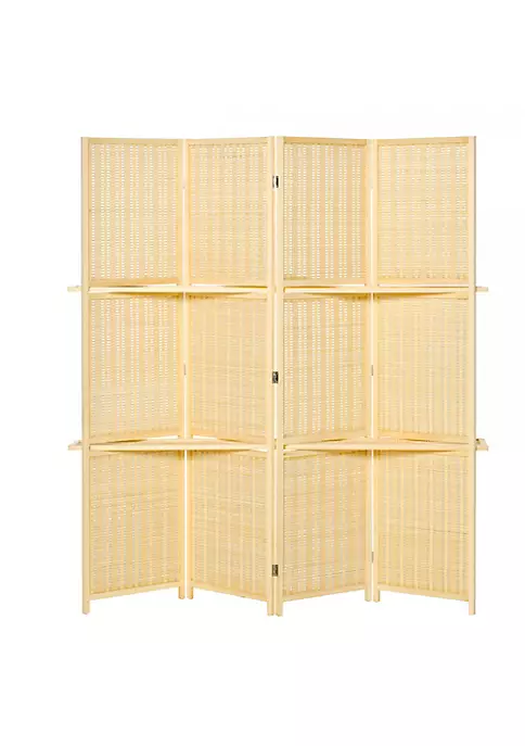 Buy ✨ HOMCOM 4 Panel Bamboo Room Divider 6 Ft Folding Privacy Screen with 2 Display Shelves for Bedroom and Office Natural ✨ 3 Buy ✨ HOMCOM 4 Panel Bamboo Room Divider 6 Ft Folding Privacy Screen with 2 Display Shelves for Bedroom and Office Natural ✨