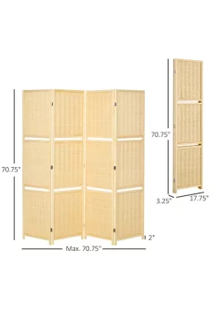 Buy ✨ HOMCOM 4 Panel Bamboo Room Divider 6 Ft Folding Privacy Screen with 2 Display Shelves for Bedroom and Office Natural ✨ 10 Buy ✨ HOMCOM 4 Panel Bamboo Room Divider 6 Ft Folding Privacy Screen with 2 Display Shelves for Bedroom and Office Natural ✨ -HOMCOM Sales Store Belk 1134