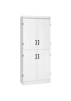 Deals ✔️ HOMCOM 70" 4 Door Kitchen Pantry Freestanding Storage Cabinet 6 tier Cupboard with Adjustable Shelves for Living Room White ⭐