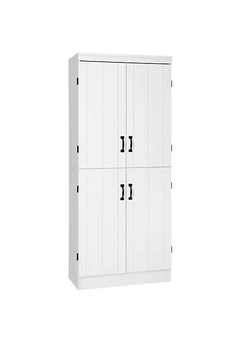 Deals ✔️ HOMCOM 70" 4 Door Kitchen Pantry Freestanding Storage Cabinet 6 tier Cupboard with Adjustable Shelves for Living Room White ⭐ 4 Deals ✔️ HOMCOM 70" 4 Door Kitchen Pantry Freestanding Storage Cabinet 6 tier Cupboard with Adjustable Shelves for Living Room White ⭐ - Image 2