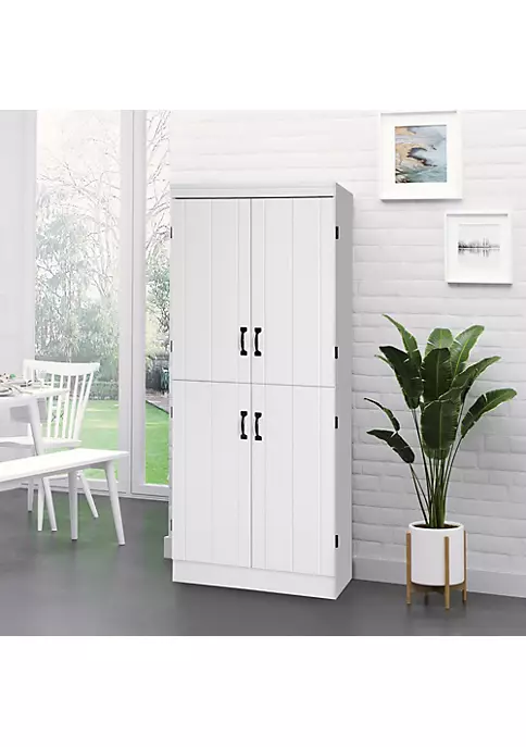 Deals ✔️ HOMCOM 70" 4 Door Kitchen Pantry Freestanding Storage Cabinet 6 tier Cupboard with Adjustable Shelves for Living Room White ⭐ 5 Deals ✔️ HOMCOM 70" 4 Door Kitchen Pantry Freestanding Storage Cabinet 6 tier Cupboard with Adjustable Shelves for Living Room White ⭐ - Image 3
