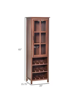 Budget ✨ HOMCOM Tall Wine Cabinet Bar Display Cupboard with Glass Door and 3 Storage Compartment for Living Room Home Bar Dining Room Walnut 🧨 -HOMCOM Sales Store Belk 1154