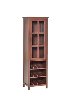 Budget ✨ HOMCOM Tall Wine Cabinet Bar Display Cupboard with Glass Door and 3 Storage Compartment for Living Room Home Bar Dining Room Walnut 🧨 -HOMCOM Sales Store Belk 1155