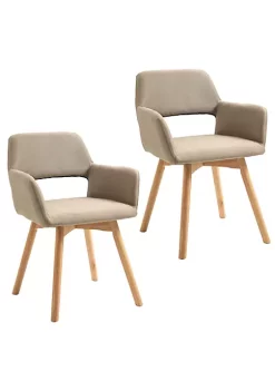 Top 10 โญ HOMCOM Dining Chairs Set of 2 Home Modern Accent Armchair for Bedroom Living Room with Fabric Surface and Solid Wood Legs Taupe ๐