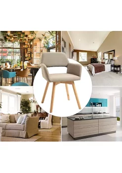 Top 10 ⭐ HOMCOM Dining Chairs Set of 2 Home Modern Accent Armchair for Bedroom Living Room with Fabric Surface and Solid Wood Legs Taupe 🎉 -HOMCOM Sales Store Belk 1158