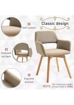 Top 10 ⭐ HOMCOM Dining Chairs Set of 2 Home Modern Accent Armchair for Bedroom Living Room with Fabric Surface and Solid Wood Legs Taupe 🎉 -HOMCOM Sales Store Belk 1159
