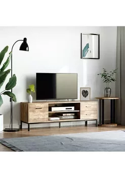 Outlet 🛒 HOMCOM TV Stand for TV up to 50 Inches Entertainment Center with Door Open Storage and Drawers TV Table with Steel Legs Coffee 🛒 -HOMCOM Sales Store Belk 1163