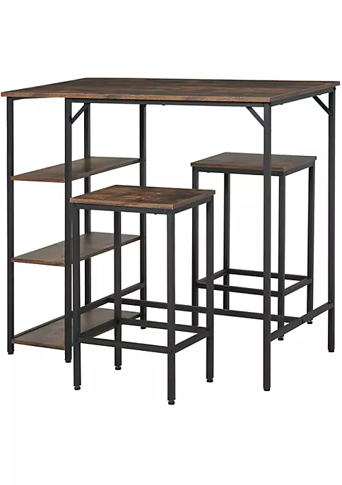 Best reviews of 🛒 HOMCOM 3 Piece Counter Height Dining Table Set Bistro Table Set Kitchen Bar Table and Chairs Set with Storage Shelf Dining Room Industrial and StoolsRustic Brown 🛒 3 Best reviews of 🛒 HOMCOM 3 Piece Counter Height Dining Table Set Bistro Table Set Kitchen Bar Table and Chairs Set with Storage Shelf Dining Room Industrial and StoolsRustic Brown 🛒