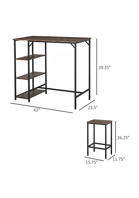 Best reviews of 🛒 HOMCOM 3 Piece Counter Height Dining Table Set Bistro Table Set Kitchen Bar Table and Chairs Set with Storage Shelf Dining Room Industrial and StoolsRustic Brown 🛒 6 Best reviews of 🛒 HOMCOM 3 Piece Counter Height Dining Table Set Bistro Table Set Kitchen Bar Table and Chairs Set with Storage Shelf Dining Room Industrial and StoolsRustic Brown 🛒 - Image 4