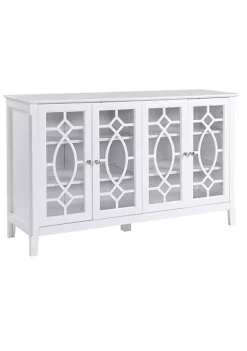 Buy ⭐ HOMCOM Wood Accent Sideboard Buffet Serving Cabinet with 4 Framed Glass Doors Adjustable Shelves for Living Room White ✔️