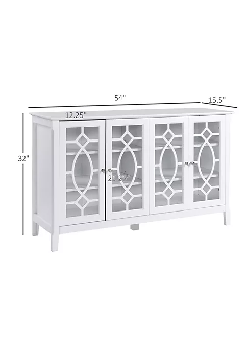 Buy ⭐ HOMCOM Wood Accent Sideboard Buffet Serving Cabinet with 4 Framed Glass Doors Adjustable Shelves for Living Room White ✔️ 5 Buy ⭐ HOMCOM Wood Accent Sideboard Buffet Serving Cabinet with 4 Framed Glass Doors Adjustable Shelves for Living Room White ✔️ - Image 3
