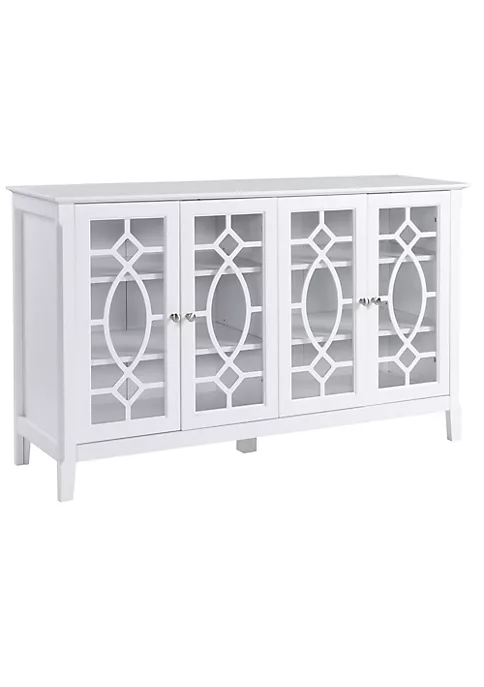 Buy ⭐ HOMCOM Wood Accent Sideboard Buffet Serving Cabinet with 4 Framed Glass Doors Adjustable Shelves for Living Room White ✔️ 7 Buy ⭐ HOMCOM Wood Accent Sideboard Buffet Serving Cabinet with 4 Framed Glass Doors Adjustable Shelves for Living Room White ✔️ - Image 5