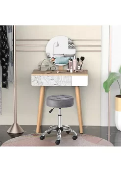 Best Pirce ⭐ HOMCOM Round Vanity Stool with Height Adjustable Lift Luxury Style Upholstery and Swivel Seat and Wheels Grey ❤️ 9 Best Pirce ⭐ HOMCOM Round Vanity Stool with Height Adjustable Lift Luxury Style Upholstery and Swivel Seat and Wheels Grey ❤️ -HOMCOM Sales Store Belk 1181
