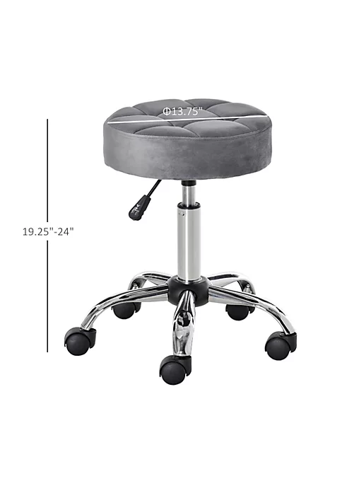 Best Pirce ⭐ HOMCOM Round Vanity Stool with Height Adjustable Lift Luxury Style Upholstery and Swivel Seat and Wheels Grey ❤️ 6 Best Pirce ⭐ HOMCOM Round Vanity Stool with Height Adjustable Lift Luxury Style Upholstery and Swivel Seat and Wheels Grey ❤️ - Image 4