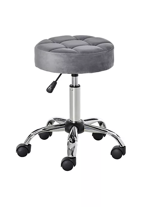 Best Pirce ⭐ HOMCOM Round Vanity Stool with Height Adjustable Lift Luxury Style Upholstery and Swivel Seat and Wheels Grey ❤️ 7 Best Pirce ⭐ HOMCOM Round Vanity Stool with Height Adjustable Lift Luxury Style Upholstery and Swivel Seat and Wheels Grey ❤️ - Image 5