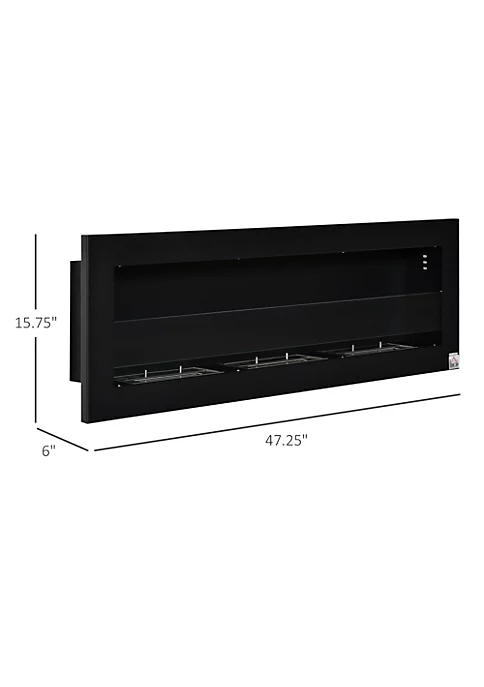 Cheap 🤩 HOMCOM 47" Wall Mounted Ventless Recessed Ethanol Fireplace with Three Insert Burners Tempered Glass Space Heater for Living Room or Bedroom Black 🔥 6 Cheap 🤩 HOMCOM 47" Wall Mounted Ventless Recessed Ethanol Fireplace with Three Insert Burners Tempered Glass Space Heater for Living Room or Bedroom Black 🔥 - Image 4