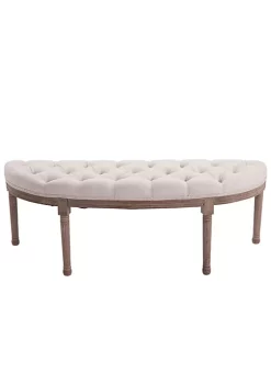 Best reviews of 🎁 HOMCOM Vintage Semi Circle Hallway Bench Tufted Upholstered Velvet Fabric Accent Seat with Rubberwood Legs Off White 🎉 -HOMCOM Sales Store Belk 1190