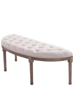 Best reviews of 🎁 HOMCOM Vintage Semi Circle Hallway Bench Tufted Upholstered Velvet Fabric Accent Seat with Rubberwood Legs Off White 🎉 -HOMCOM Sales Store Belk 1192