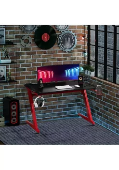 Coupon ❤️ HOMCOM Gaming Desk with Large Tabletop Office Desk with Cup Holder and Headphone Hook Black / Red ⭐ -HOMCOM Sales Store Belk 1201