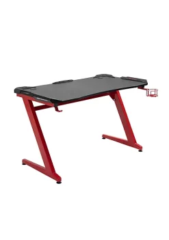 Coupon ❤️ HOMCOM Gaming Desk with Large Tabletop Office Desk with Cup Holder and Headphone Hook Black / Red ⭐ -HOMCOM Sales Store Belk 1202