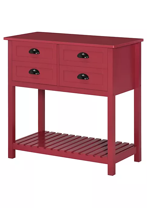 Cheap ✔️ HOMCOM Sideboard Buffet Cabinet Storage Serving Console Table with 4 Drawers and Slatted Bottom Shelf for Kitchen Living Room Red 🧨 4 Cheap ✔️ HOMCOM Sideboard Buffet Cabinet Storage Serving Console Table with 4 Drawers and Slatted Bottom Shelf for Kitchen Living Room Red 🧨 - Image 2