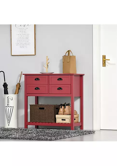 Cheap ✔️ HOMCOM Sideboard Buffet Cabinet Storage Serving Console Table with 4 Drawers and Slatted Bottom Shelf for Kitchen Living Room Red 🧨 6 Cheap ✔️ HOMCOM Sideboard Buffet Cabinet Storage Serving Console Table with 4 Drawers and Slatted Bottom Shelf for Kitchen Living Room Red 🧨 - Image 4